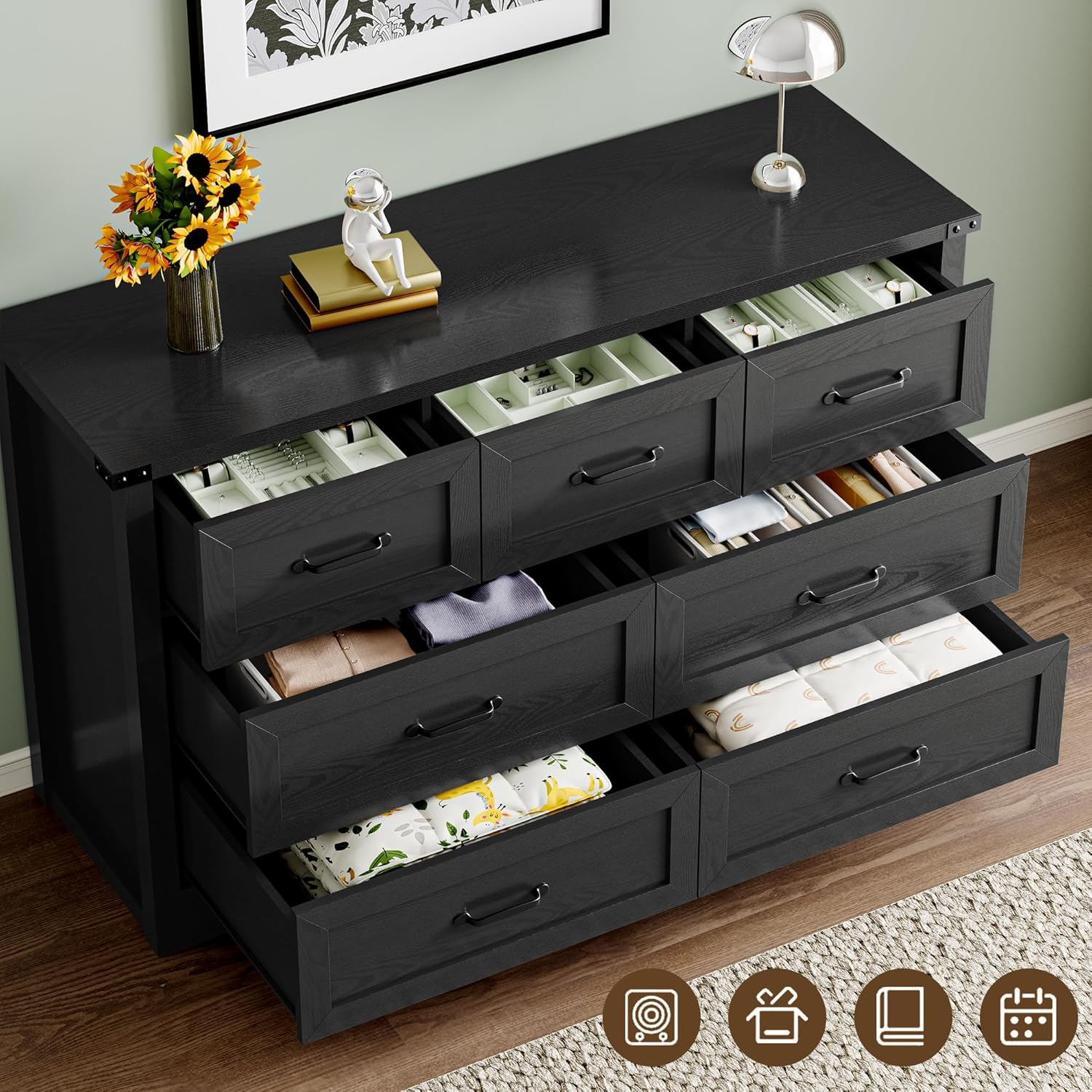7-Drawer Dresser for Bedroom, Modern Wooden Chest of Drawers with Metal Handles, Anti-Tipping Design, Sturdy and Stable Storage Organizer for Living Room, Entryway, Home Office - Image 4