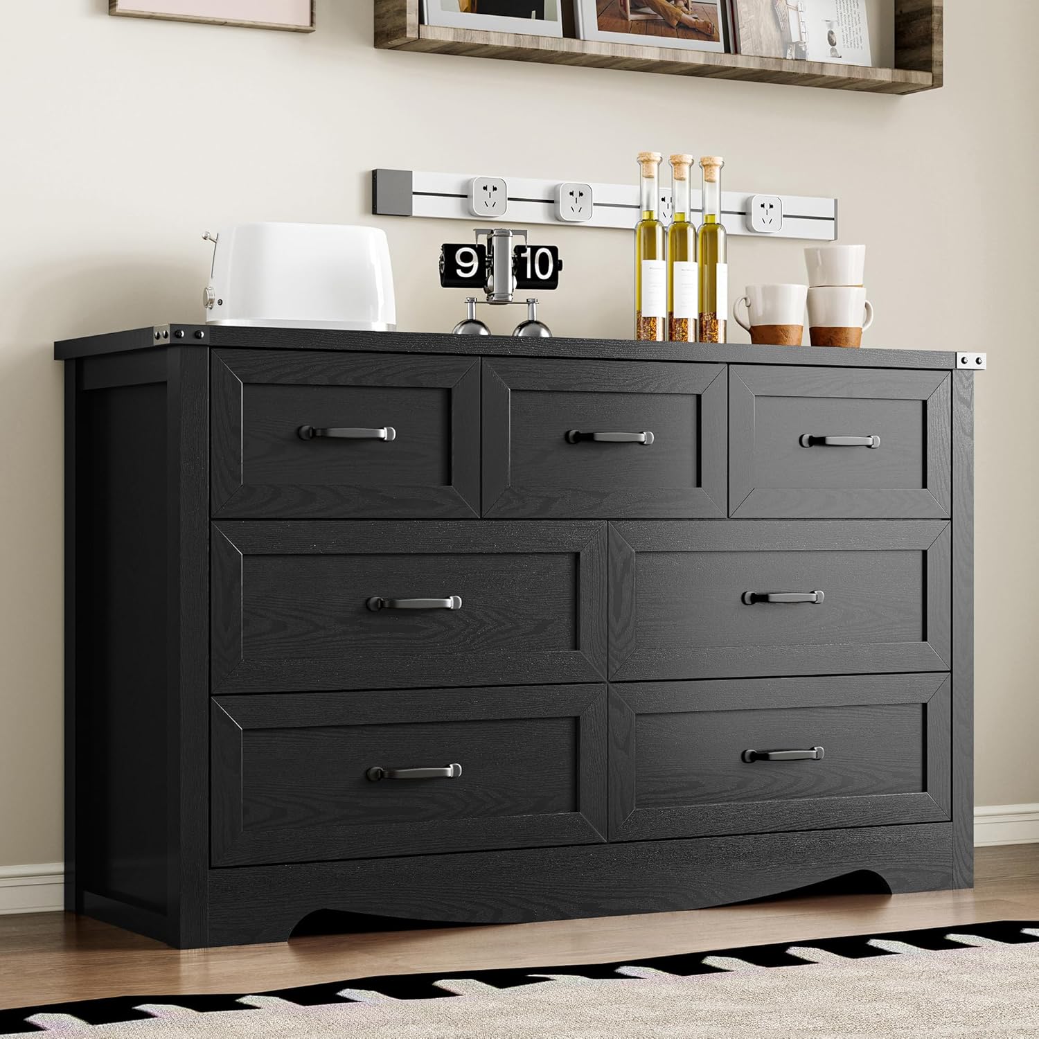 7-Drawer Dresser for Bedroom, Modern Wooden Chest of Drawers with Metal Handles, Anti-Tipping Design, Sturdy and Stable Storage Organizer for Living Room, Entryway, Home Office - Image 7