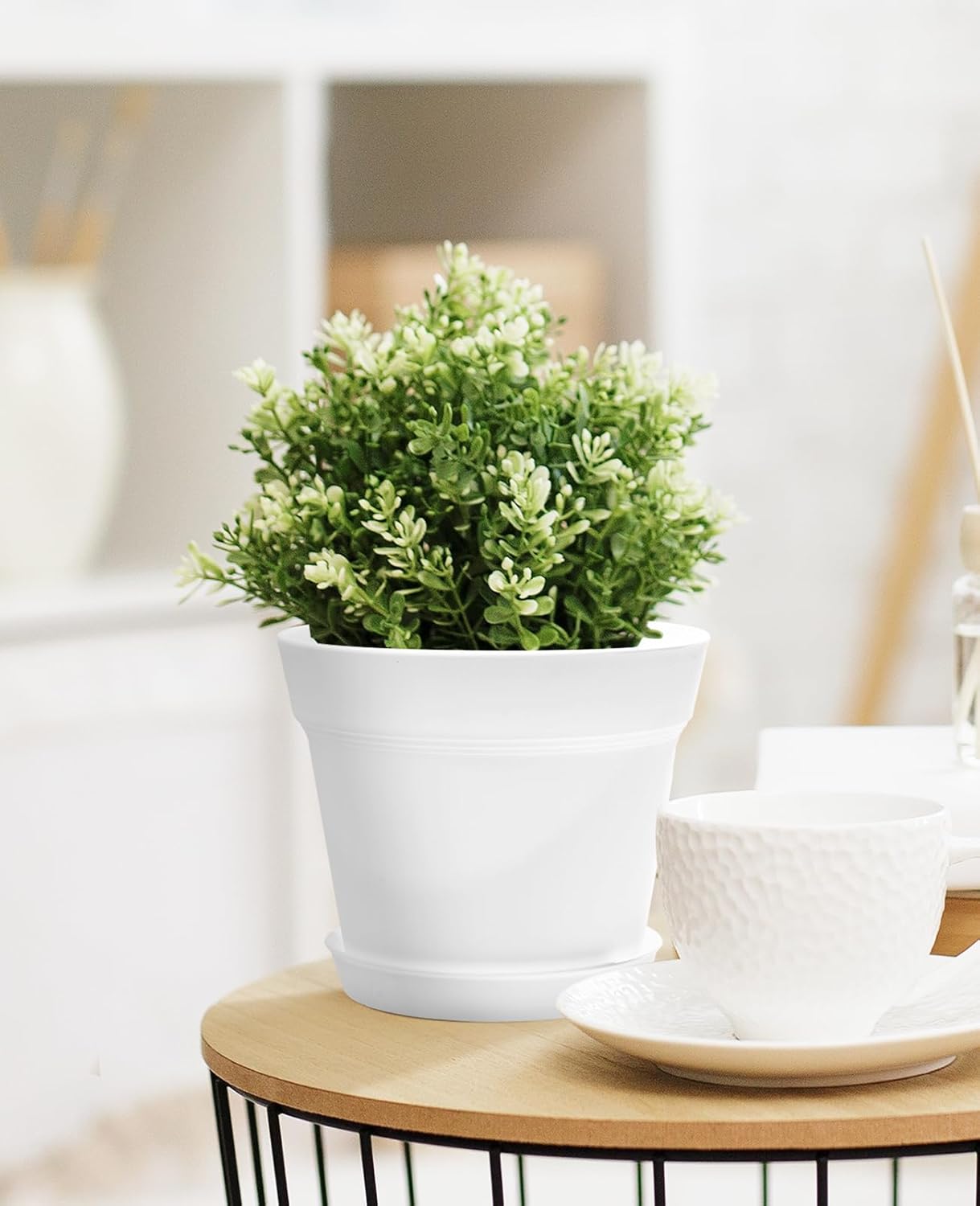 Homenote Pots for Plants, 15 Pack 6 Inch Plastic Planters with Multiple Drainage Holes and Trays,Plant Pots for All Home Garden Flowers Succulents (White) - Image 4