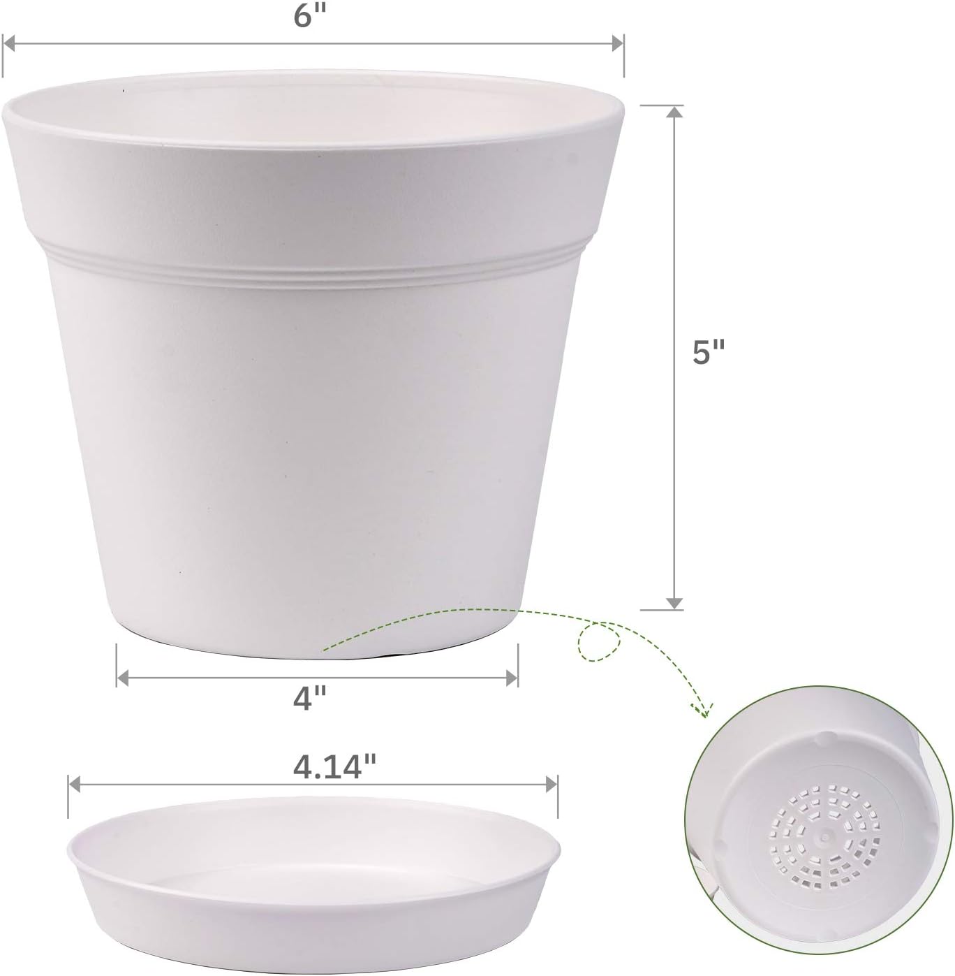 Homenote Pots for Plants, 15 Pack 6 Inch Plastic Planters with Multiple Drainage Holes and Trays,Plant Pots for All Home Garden Flowers Succulents (White) - Image 5