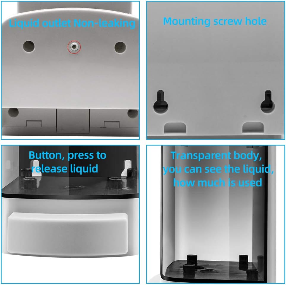 Soap Dispenser Wall Mount, 1000ML Commercial Manual Soap Dispenser Wall Mounted for Bathroom Kitchen Hotel, Shampoo Container Plastic - Image 4