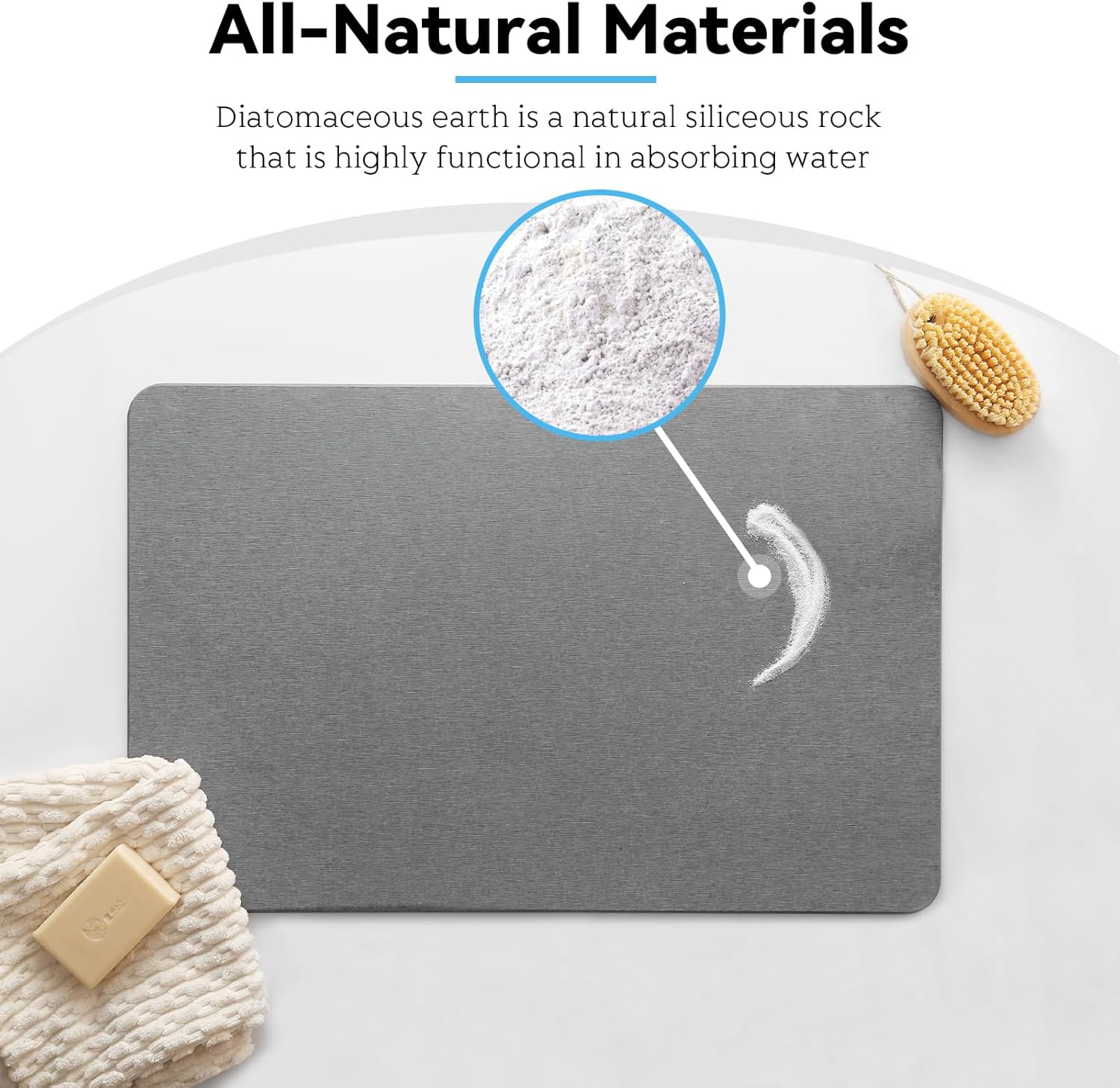 Stone Bath Mat, Dries Quickly, Non-Slip Diatomaceous Earth Stone Bath Mats for Bathroom, Super Absorbent Stone Shower Mat, Easy to Clean, 23.5" x 15.5" Dark Gray - Image 6