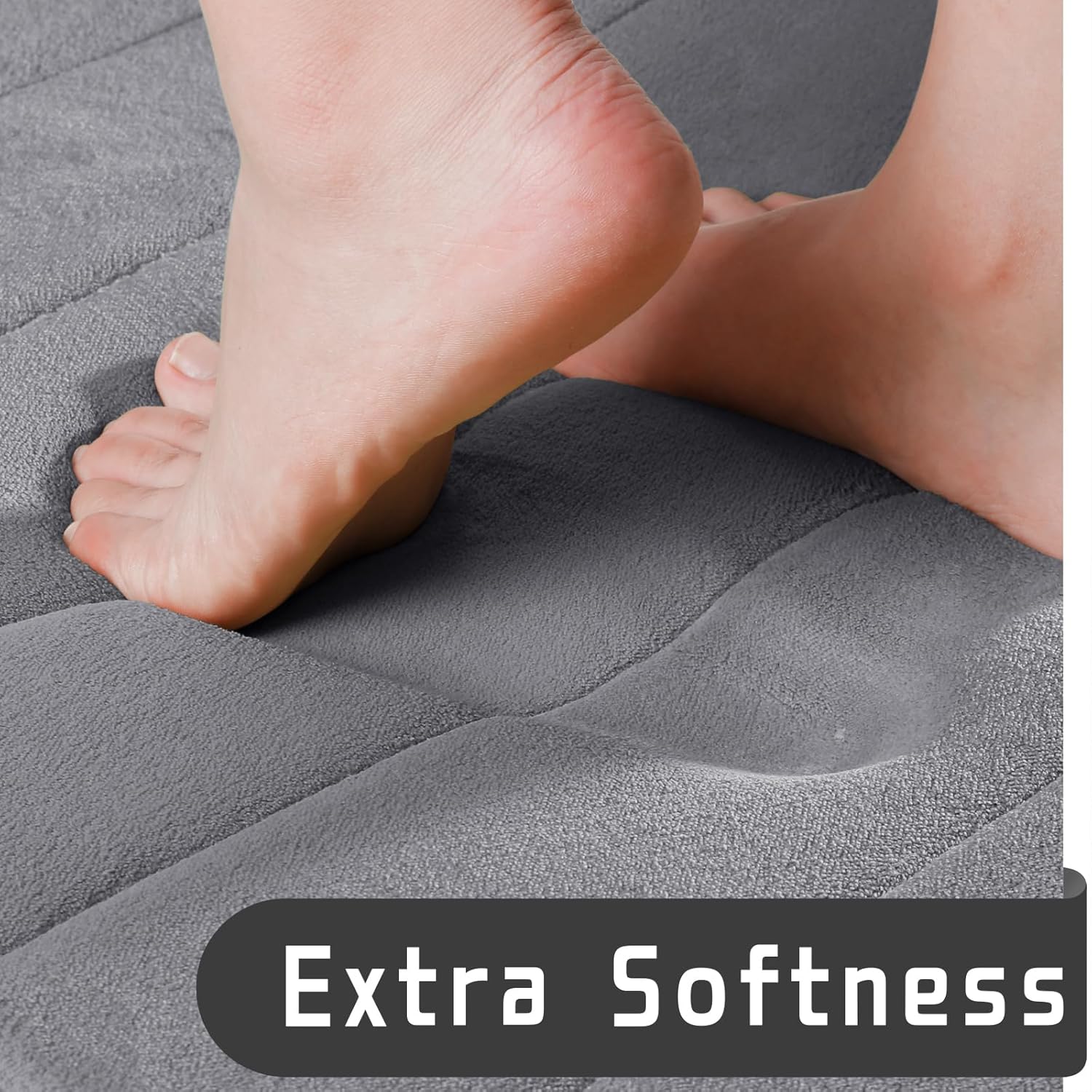 Yimobra Bathroom Rugs Sets 2 Piece, Soft Absorbent Memory Foam Bath Mats Set, Dry Fast Bath Mat, Machine Washable Bath Rug Set for Bathroom, 17x24+31.5x19.8 Inches, Gray - Image 3