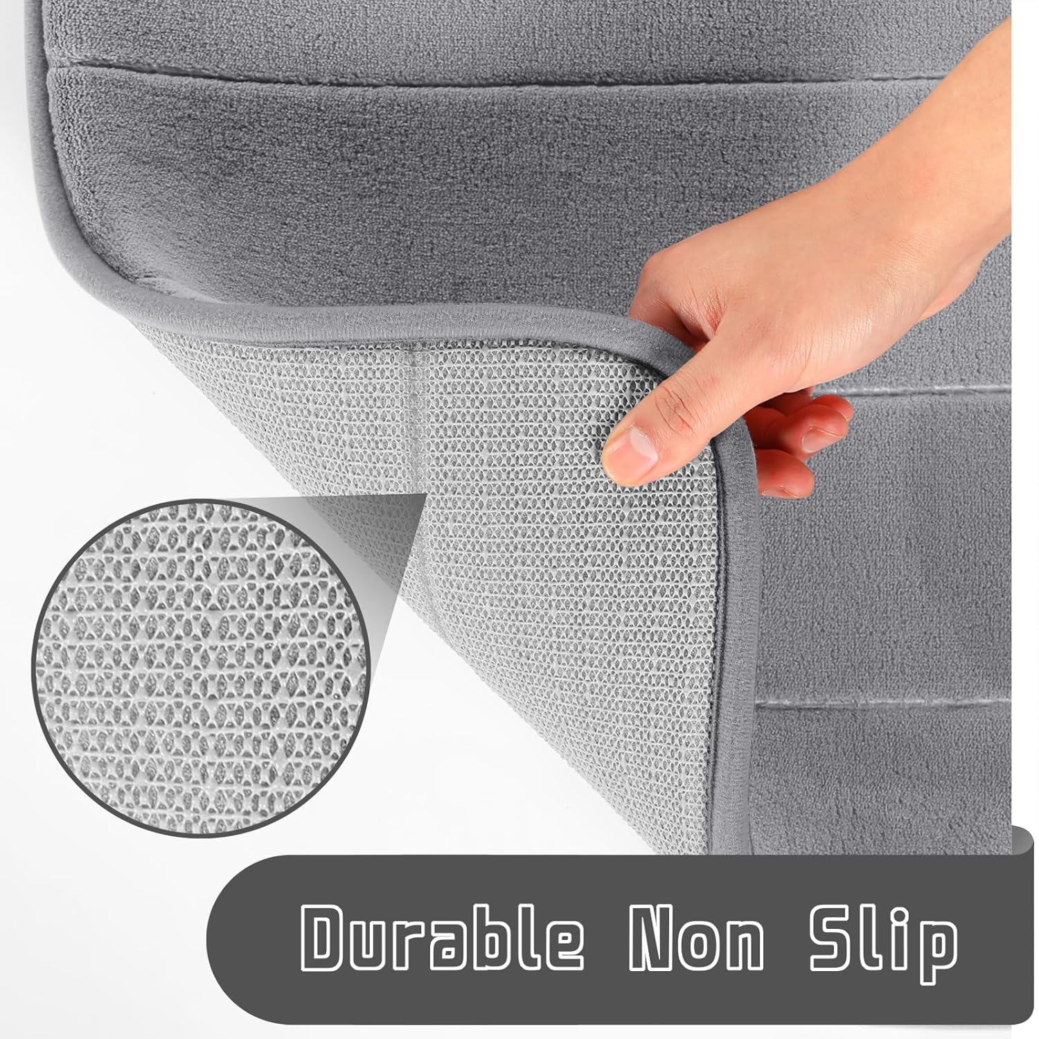 Yimobra Bathroom Rugs Sets 2 Piece, Soft Absorbent Memory Foam Bath Mats Set, Dry Fast Bath Mat, Machine Washable Bath Rug Set for Bathroom, 17x24+31.5x19.8 Inches, Gray - Image 5
